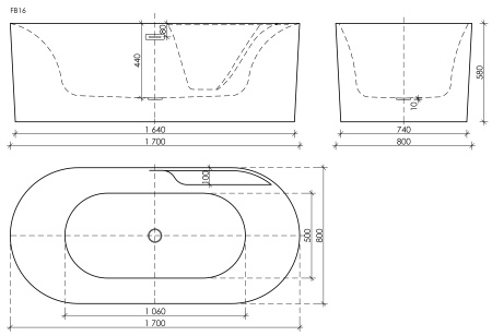 Акриловая ванна (170x80) Sancos  Omega FB16