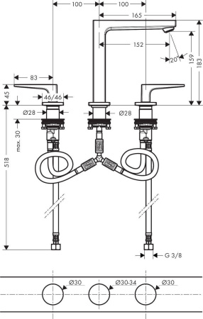Смеситель для раковины с донным клапаном Hansgrohe Metropol 32515340