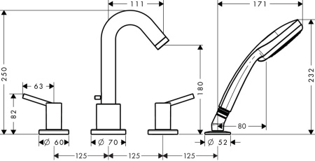 Смеситель для ванны Hansgrohe Talis 32314000