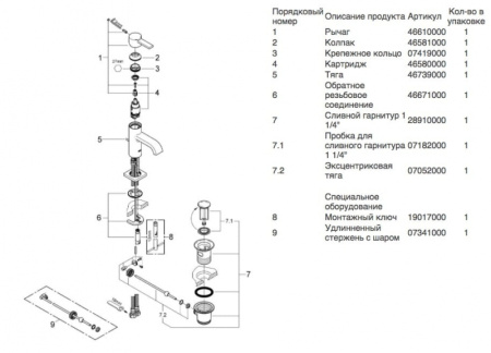 Смеситель однорычажный для раковины Grohe Allure 32144 000 (32144000)