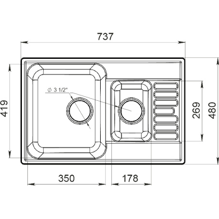 Кухонная мойка GranFest Quartz 21K, 21К песочный