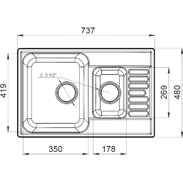 Кухонная мойка GranFest Quartz 21K, 21К песочный