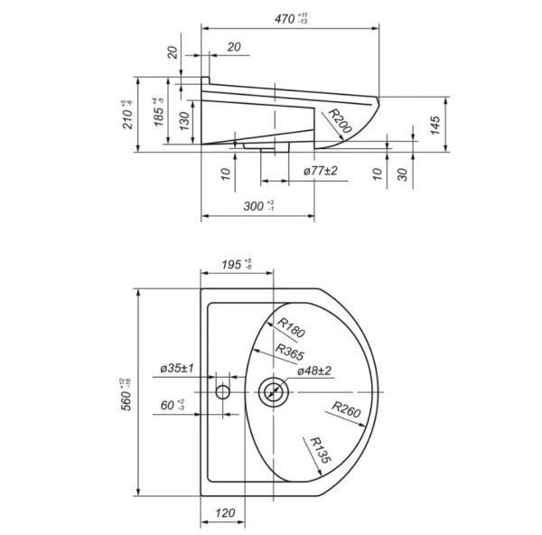 Раковина встраиваемая Onika Арго 55 605501