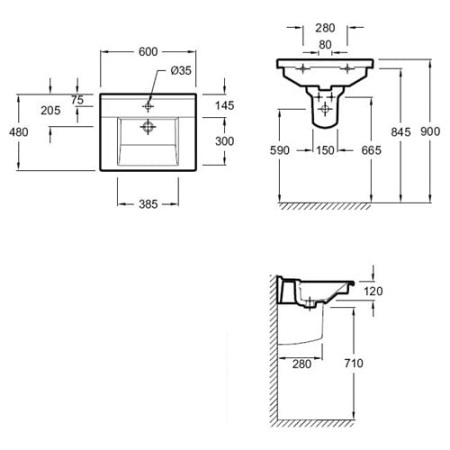Раковина подвесная (60х48) Jacob Delafon Struktura EGC112-00