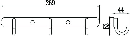 Планка с крючками 3 крючка Savol S-001253 в упаковке 2 шт