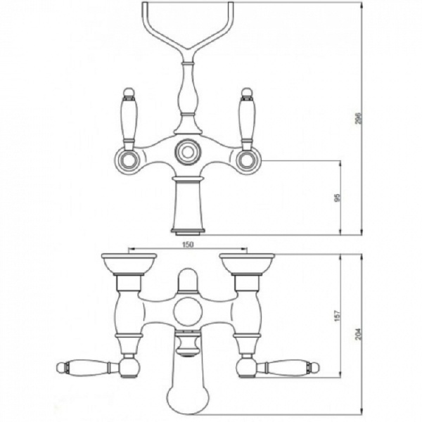Смеситель KAISER Vincent ванна к/н керамика /Бронза/