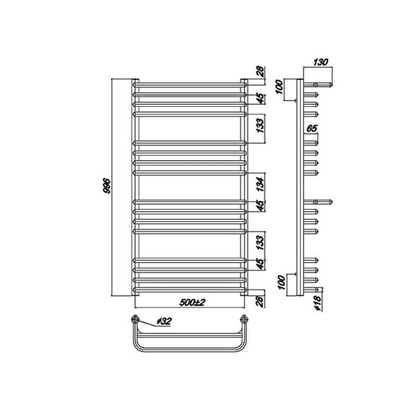 Полотенцесушитель водяной Ravak Optima 53х100 X04000083686