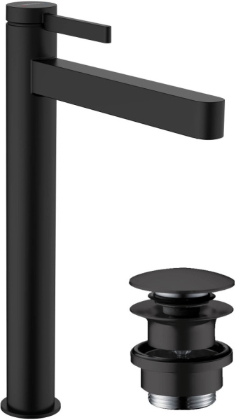 Смеситель для раковины с донным клапаном Push-Open Hansgrohe Finoris 76070670 черный матовый