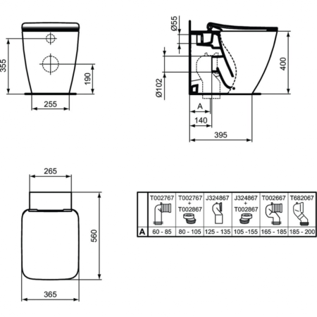 Приставной унитаз Ideal Standard STRADA II AquaBlade T359901
