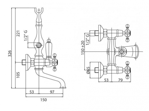 Смеситель на борт ванны Cezares Atlantis-Nostalgia ATLANTIS-NOSTALGIA-PBV-02
