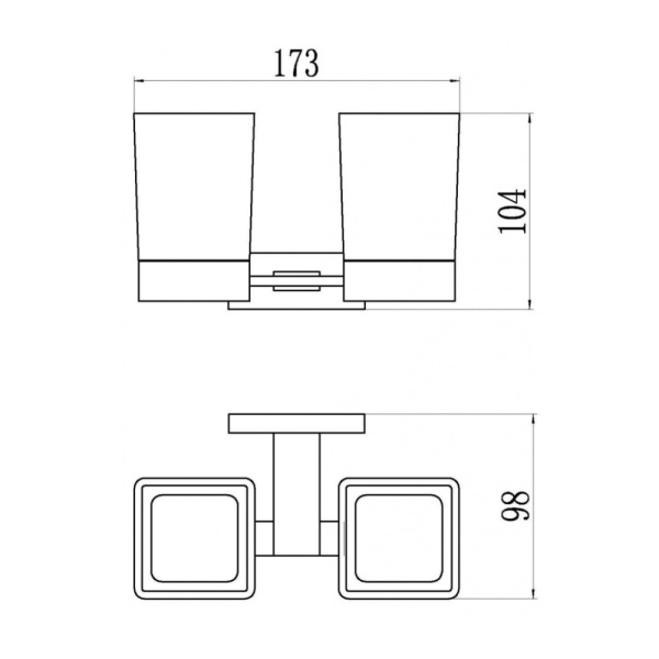 Стакан для ванной комнаты двойной Belz  B90408, вороненая сталь