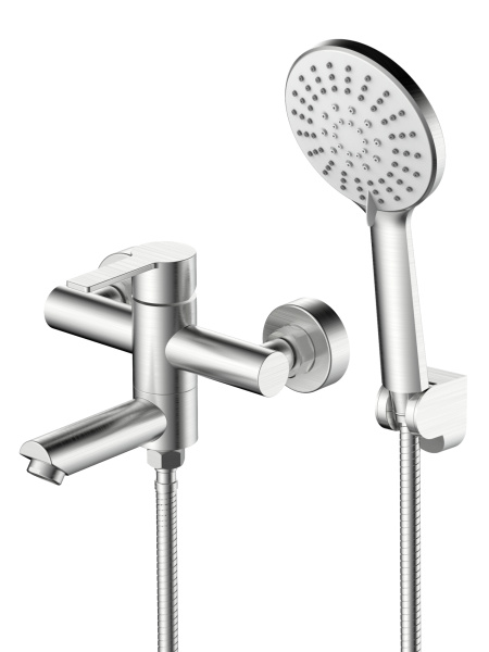 Смеситель для ванны однорычажный с душевым набором Agger Easy A3121222 сатин матовый