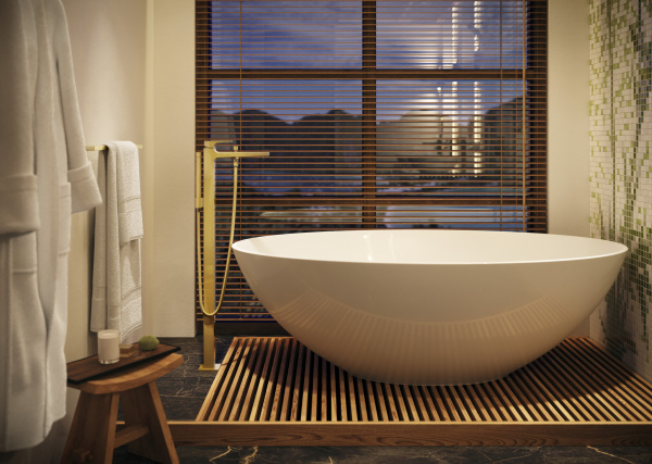 Смеситель для ванны напольный Hansgrohe Metropol 32532990 полированное золото 