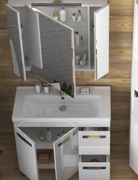 Тумба под раковину напольная VIGO Plaza 80 tn.PLA.MIR.80.2D.2Y