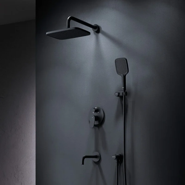 Душевой комплект с изливом Am.Pm X-Joy FB85A3RH42 черный матовый