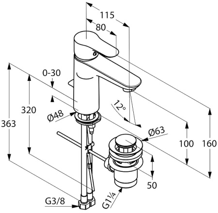 Смеситель для раковины Kludi Objekta 322600575