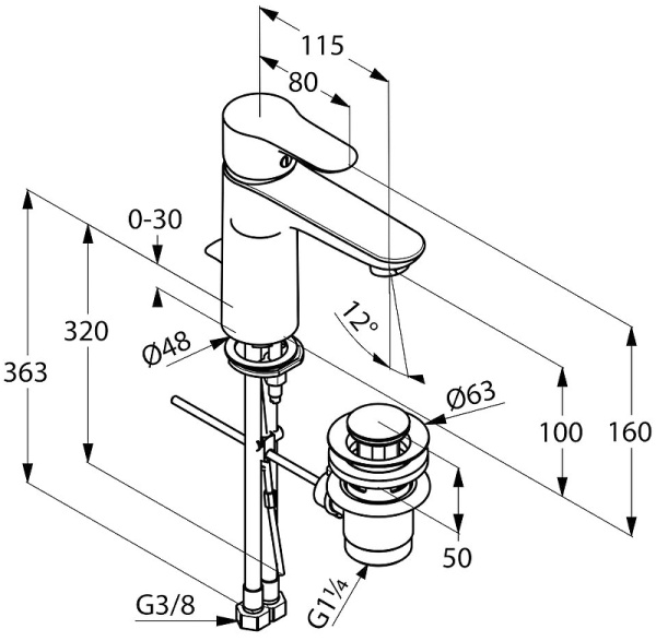Смеситель для раковины Kludi Objekta 322600575