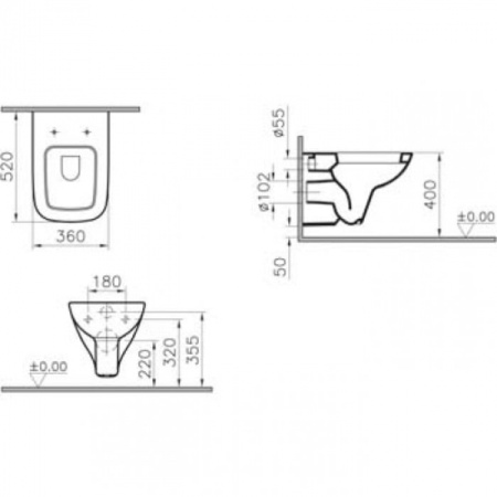 Унитаз подвесной VITRA S20 5507B003-0101 без крышки
