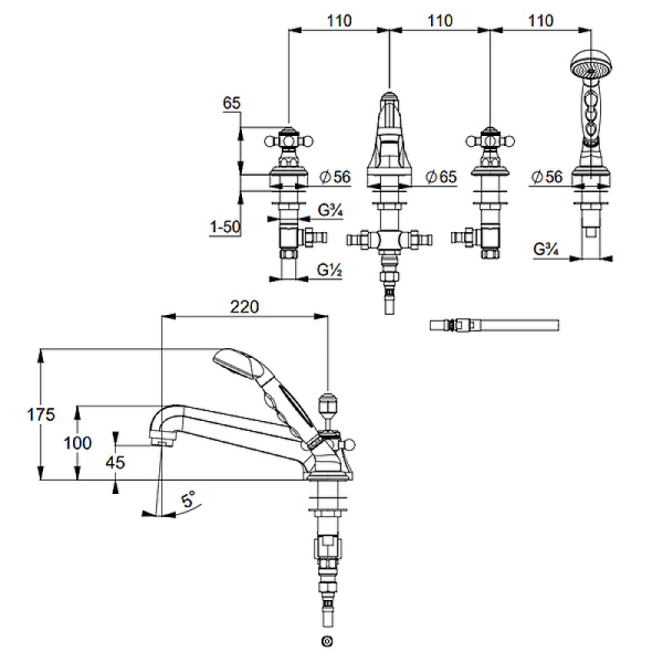 Смеситель для ванны Kludi Adlon/1926 515250520