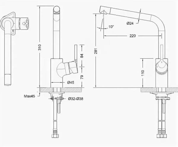 Смеситель для кухни Bravat Palace F7172217CP-1-RUS