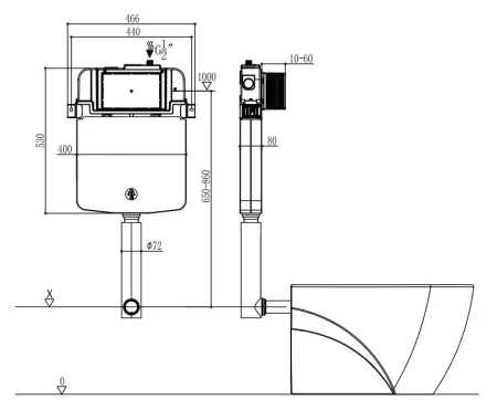 Смывной бачок скрытого монтажа Arrow AHY801