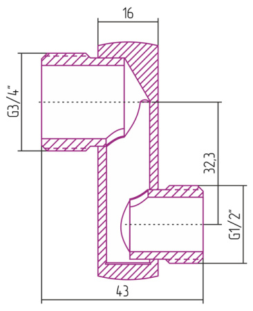 Эксцентрик G 1/2" НР х G 3/4" НР смещение 32 мм Шампань 020-1507-0007