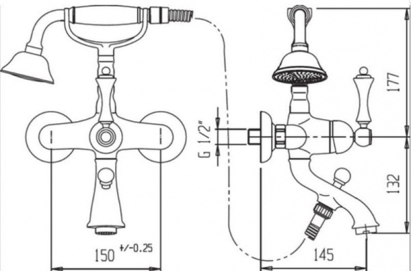 Смеситель на борт ванны Cezares Venezia VENEZIA-PBV-03/24-Bi