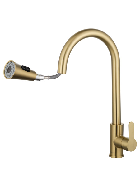Смеситель для кухни с выдвижным изливом WONZON & WOGHAND, брашированное золото WW-121E201L-BG Смеситель для кухни с выдвижным изливом WONZON & WOGHAND, брашированное золото WW-121E201L-BG