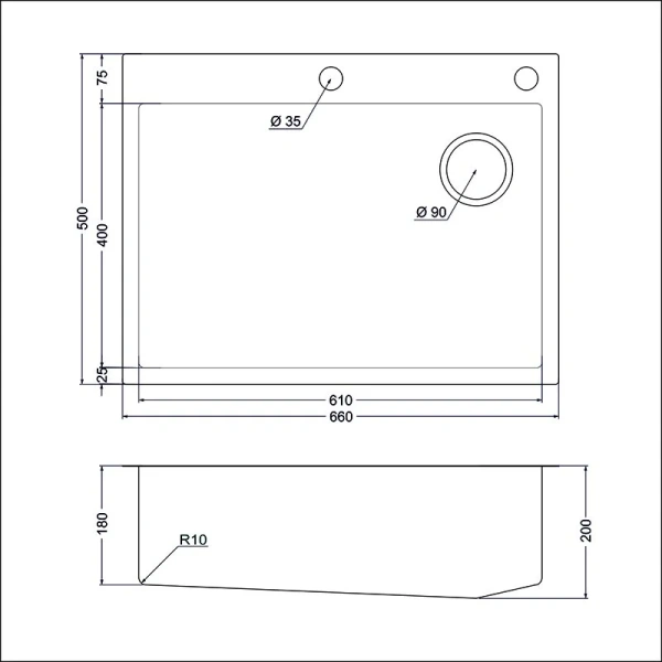 Кухонная мойка (66х50) EMAR EMB-660(TOP) PVD Dark