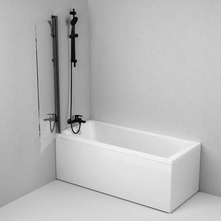 Шторка для ванны (140х80) Am.Pm Gem W90BS-D080-140BT черный