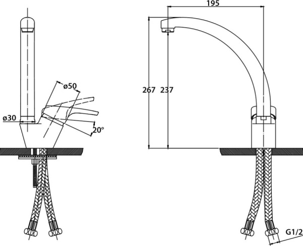 Смеситель для кухонной мойки  KAISER Oval (56044)