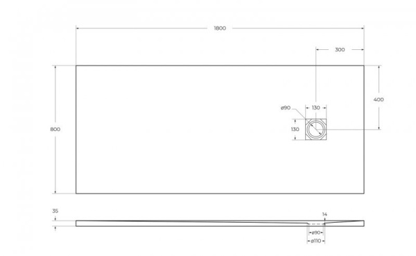 Поддон из искусственного мрамора BelBagno TRAY-MR-UNO-AH-180/80-35-W