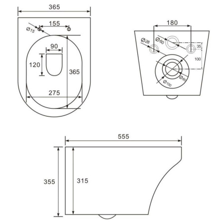 Унитаз подвесной безободковый Art&Max Gina AM218CHR (без сиденья)