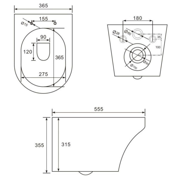 Унитаз подвесной безободковый Art&Max Gina AM218CHR (без сиденья)