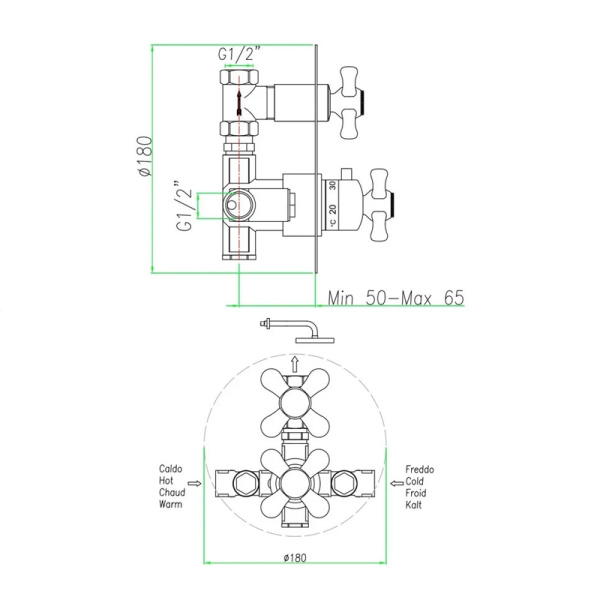 Смеситель для душа встраиваемый с термостатом Webert Armony AM970901060, медь