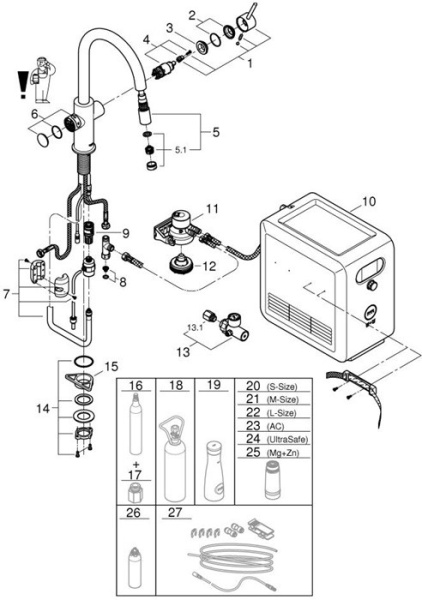 Смеситель для кухни с C-изливом GROHE Blue Professional 31325 DC2 (31325DC2)