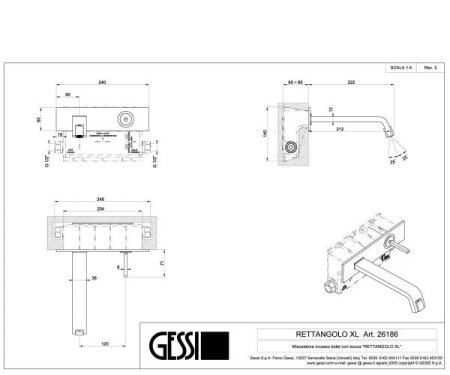 Внешняя часть для смесителя Gessi RETTANGOLO 26189#031