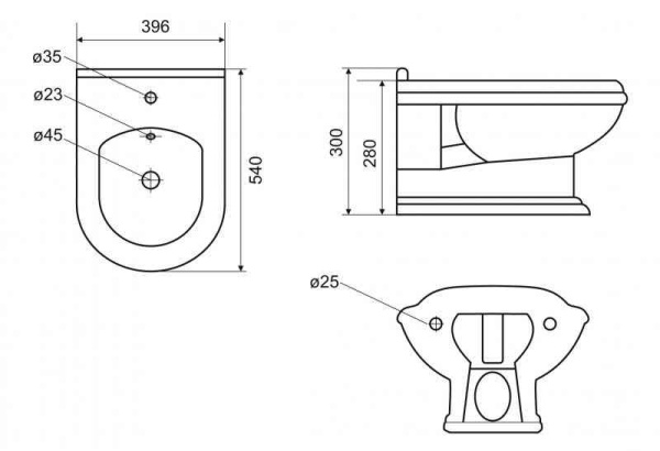 Биде подвесное CEZARES KING PALACE CZR-618-TH