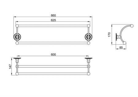 Полотенцедержатель двойной Timo Nelson 160056/02