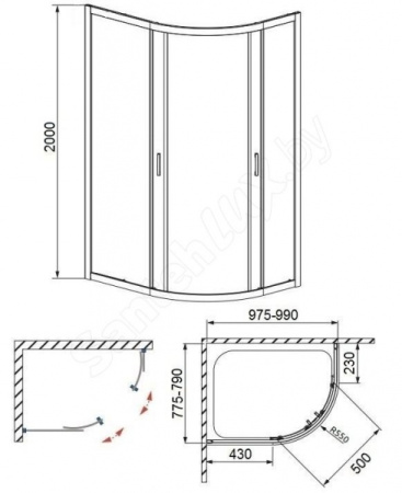 Душевой уголок Bravat DROP BS1080.2200A