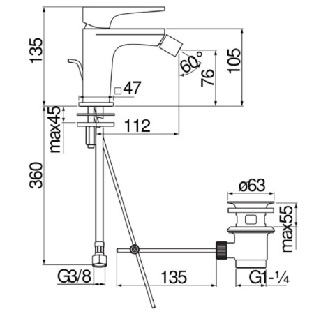 Смеситель для биде Nobili Seven SE124119/1BM