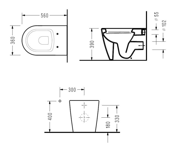 Приставной унитаз с функцией биде Serel Smart SM11SLBM
