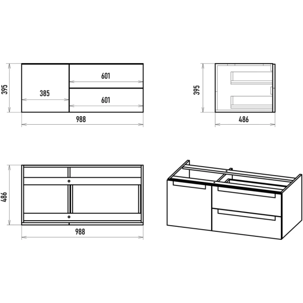 Тумба под раковину Brevita Cargo 100 CAR-01100-021П2Я без раковины