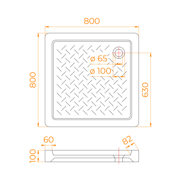 Душевой поддон (80х80) RGW CR-088 19170188-01