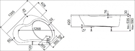 Ванна акриловая Jacob Delafon Bain-Douche 135x135 E6219-00