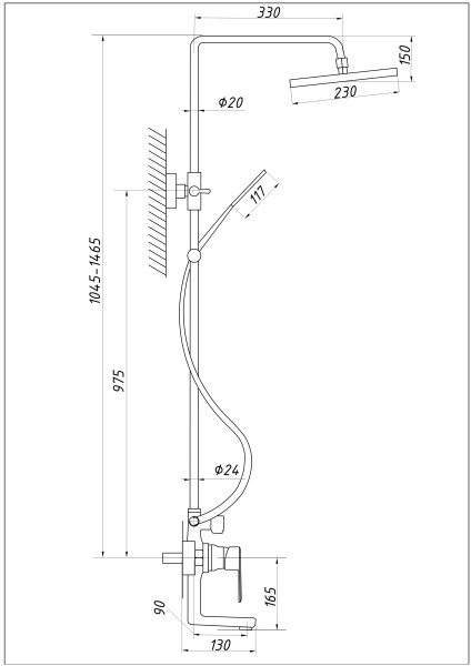 Душевая система с изливом ПСМ-Профсан PSM-600-8 Душевая система с изливом ПСМ-Профсан PSM-600-8