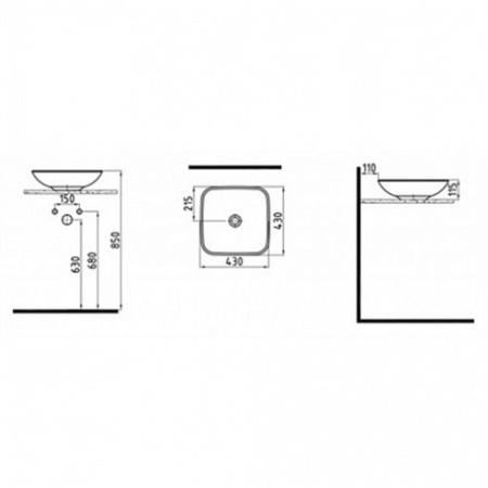 Раковина накладная (43х43) Bien Flame FALG04301FD1G2000