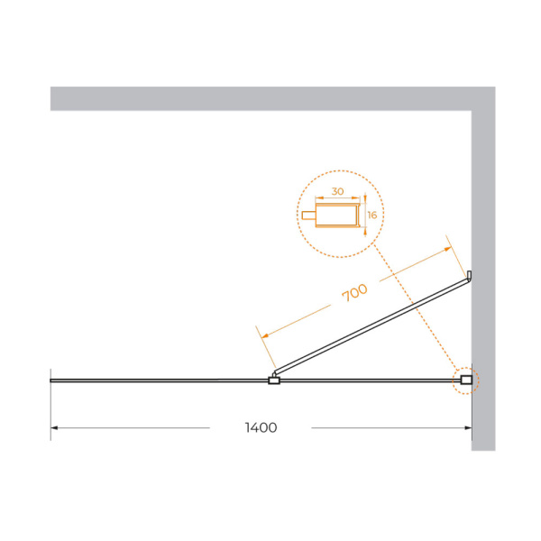 Душевая перегородка 140 см CEZARES LIBERTA LIBERTA-L-1-TB-140-C-Cr