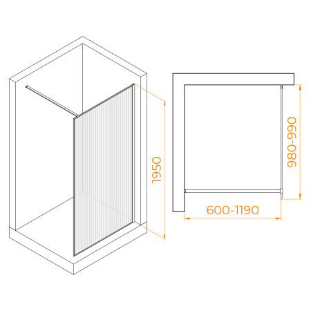 Душевая перегородка 100 см RGW WA-08G Walk In 06100810-156 прозрачное