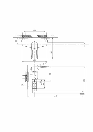 Смеситель для ванны ПСМ-Профсан  ПЛЮС PSM-521-017